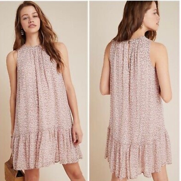 Anthropologie Dresses & Skirts - Anthropologie Natalie Flounced Tunic Dress / chiffon print midi dress in…